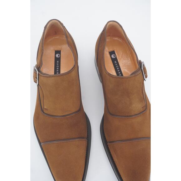 Magnanni Brown Suede Monk Strap Slip On Loafers Size 8 Saddle shoe 10043 main image 4